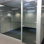 Glass office with frameless glass door #0932