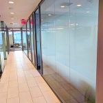 Glass office walls with applied decorative window film #0935
