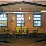 NxtWall field-fit View series conference room with double sliding glass doors #0470