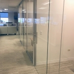 Floor-to-ceiling glass offices with sliding glass doors #1518