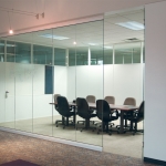 View Series glass conference room with milk white framing finish #1048