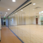 Center mount butt-joint glass wall multipurpose room #0289