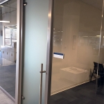 Frosted tempered glass door with locking door ladderpull #0693