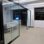 Glass office front with double glass sliding doors #0361