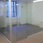 Glass office with sliding full height door #0105