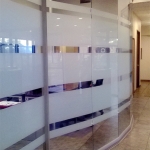 Privacy glass full height glass conference room (curved wall)