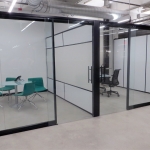 View office fronts with glass sliding doors and black extrusions