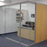 View series glass office front with Flex series solid sidewall #0484