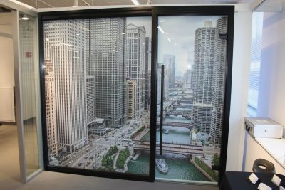 NxtWall View Series Glass Wall with Black Framing - Interior Booth Image