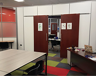 Double wood sliding doors - Flex Series Freestanding Walls